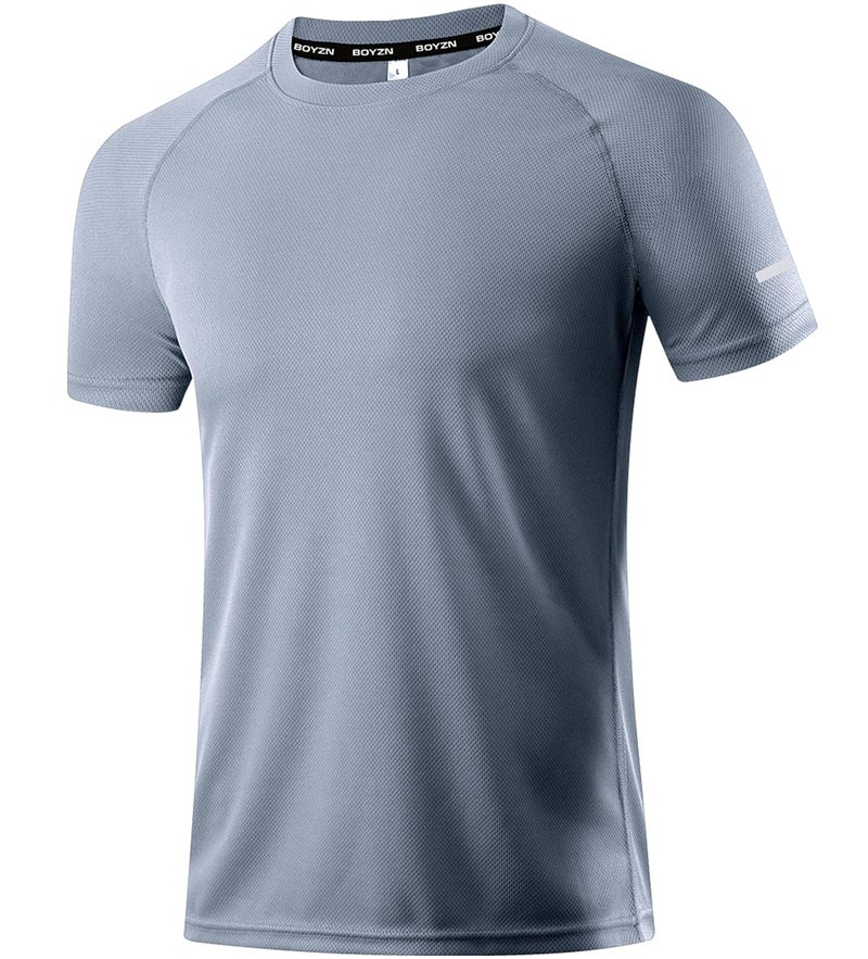 Boyzn 1 Pack High Performance Workout Shirts for Men, Moisture Wicking T-Shirts, Sports Gym Athletic Short Sleeve Tee Tops Grey S - Image 1
