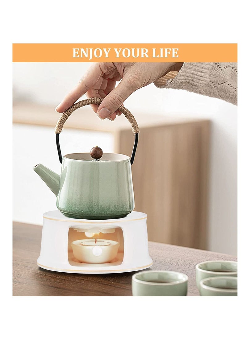 Teapot Warmer Ceramic with Spoon for Heating Tea, Coffee and Milk Tea Base Glass, Teapots Other Heatproof Pots Warming Use