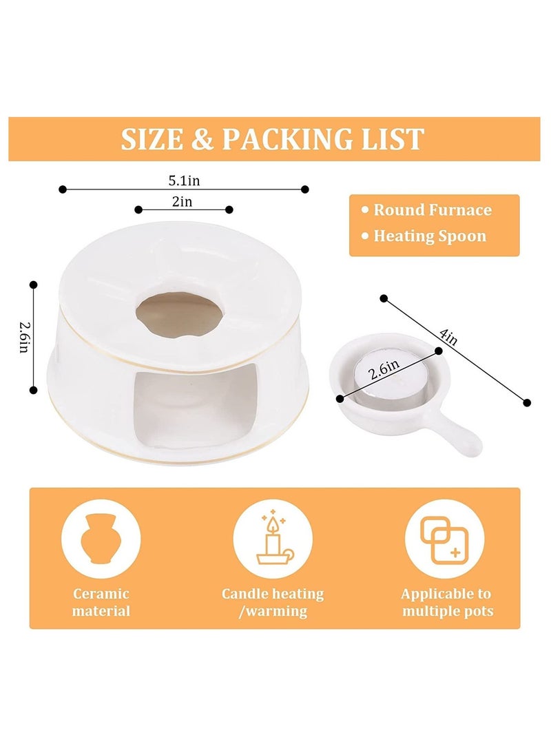 Teapot Warmer Ceramic with Spoon for Heating Tea, Coffee and Milk Tea Base Glass, Teapots Other Heatproof Pots Warming Use