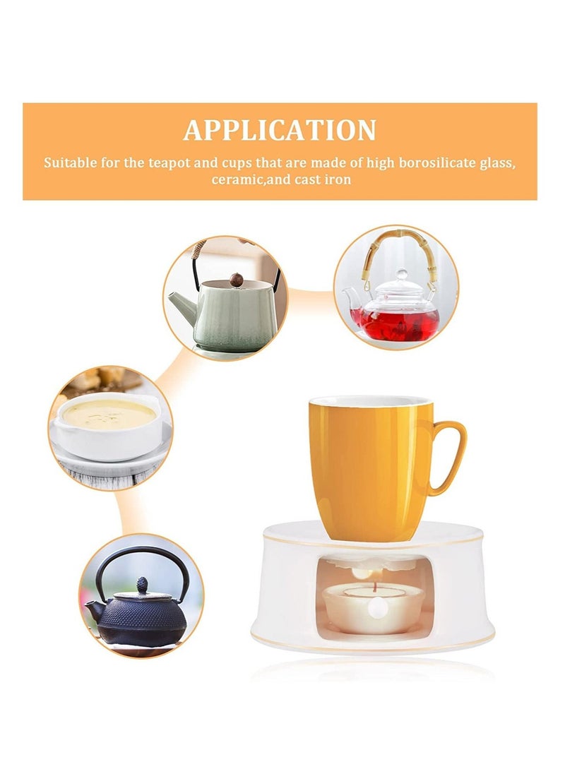 Teapot Warmer Ceramic with Spoon for Heating Tea, Coffee and Milk Tea Base Glass, Teapots Other Heatproof Pots Warming Use