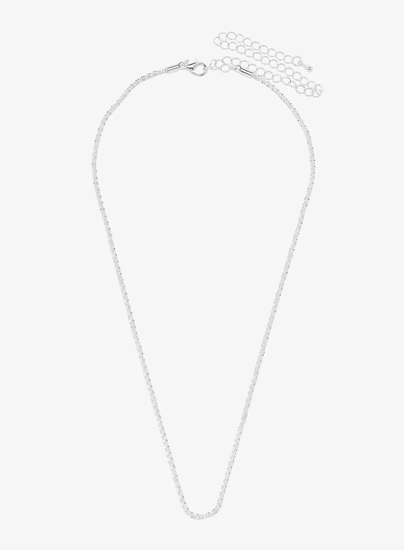 ELLA Silver Diamonte Jewelry Set With Earrings Necklace