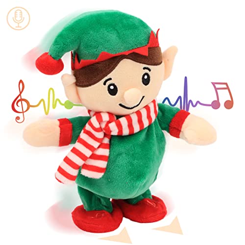 Hopearl Talking Singing Elf Repeats What You Say Walking Electric Interactive Animated Toy Speaking Plush Buddy Gift for Toddlers Green 85 - Image 1