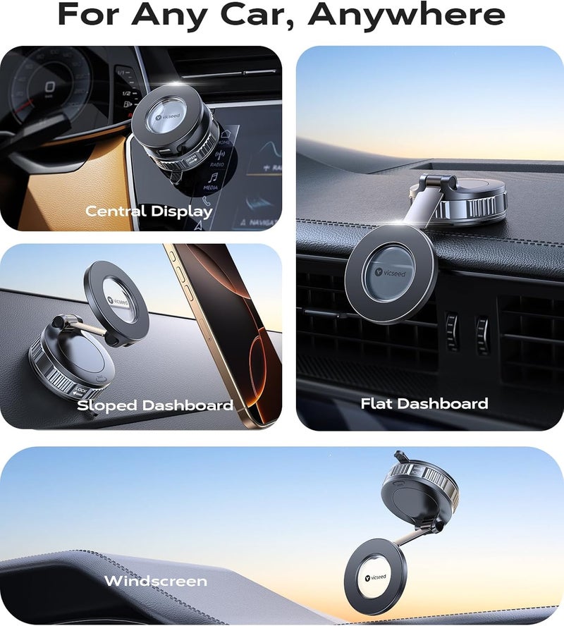 VICSEED MagSafe Car Mount Vacuum Magnetic Phone Holder with 55KG Suction for iPhone and Samsung - Image 2