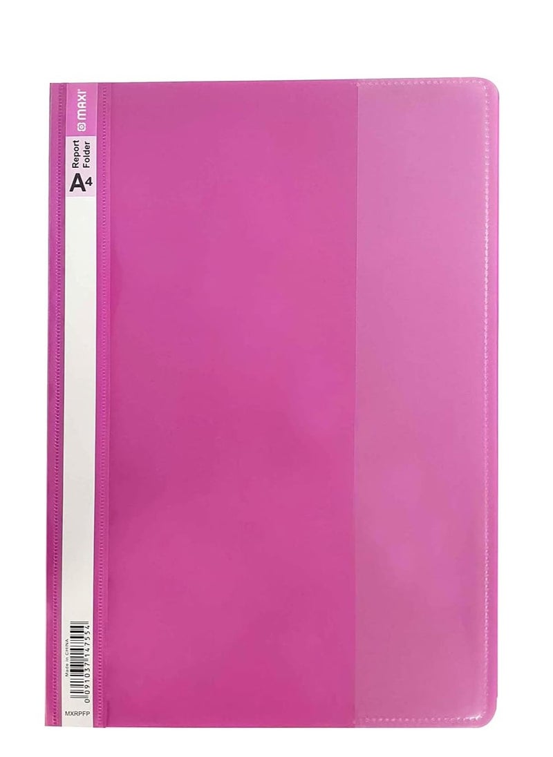 Maxi Maxi RPFP REPORT FILE A4 PINK,Clear Front Covers Project with Fasteners for School Office, Pink  - Image 1