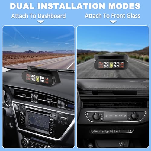 Avutrel Tire Pressure Monitoring System,TPMS Solar Charge,Adjustable angle on Windowshield,LCD Display,4 Sensors&6 Alarm Modes,Easy to Install Real Time Display Temperature Pressure for RV,Sedans,SUV,MPV - Image 4