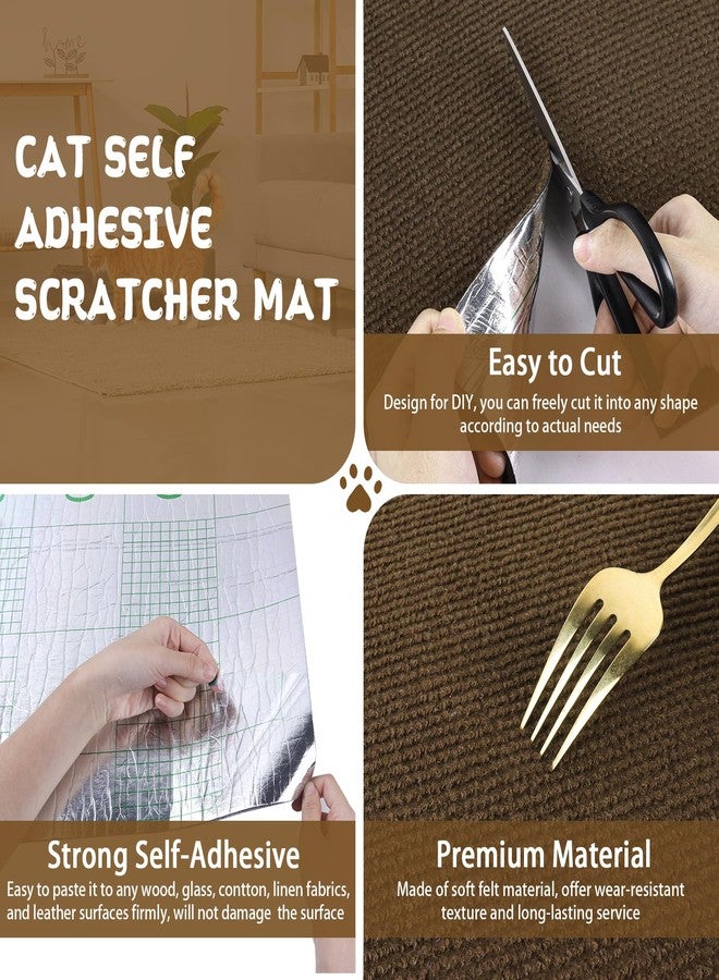 LSGCQ Climbing Cat Scratcher Mat Trimmable Cat Scratching Post Carpet 39.3’’x15.8’’ Self Adhesive Carpet Mat Pad Replacement for Cat Tree Shelves Post Couch Wall Furniture Steps DIY Protector (Brown) - Image 3
