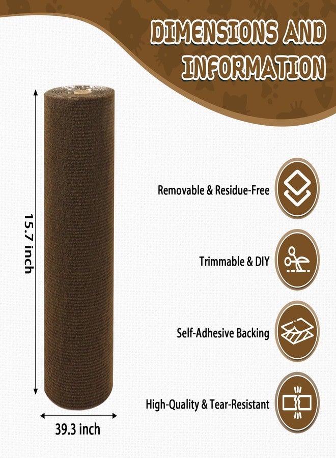 LSGCQ Climbing Cat Scratcher Mat Trimmable Cat Scratching Post Carpet 39.3’’x15.8’’ Self Adhesive Carpet Mat Pad Replacement for Cat Tree Shelves Post Couch Wall Furniture Steps DIY Protector (Brown) - Image 2