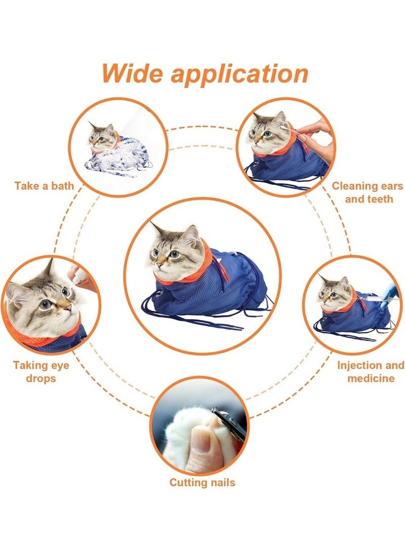 Arabest Cat Bathing Bag, Adjustable Breathable Mesh Grooming and Nail Trimming Bag, Soft Polyester Anti-Scratch Cat Washing Restraint for Small and Medium Cats - Image 3