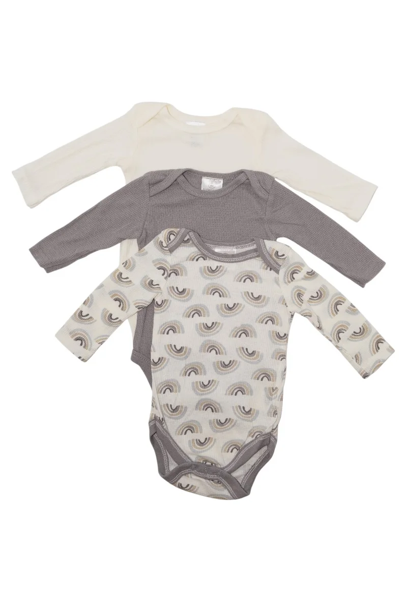 بمبىمىشى Bambimici 3-Pack Rainbow Print Long Sleeve Bodysuit
