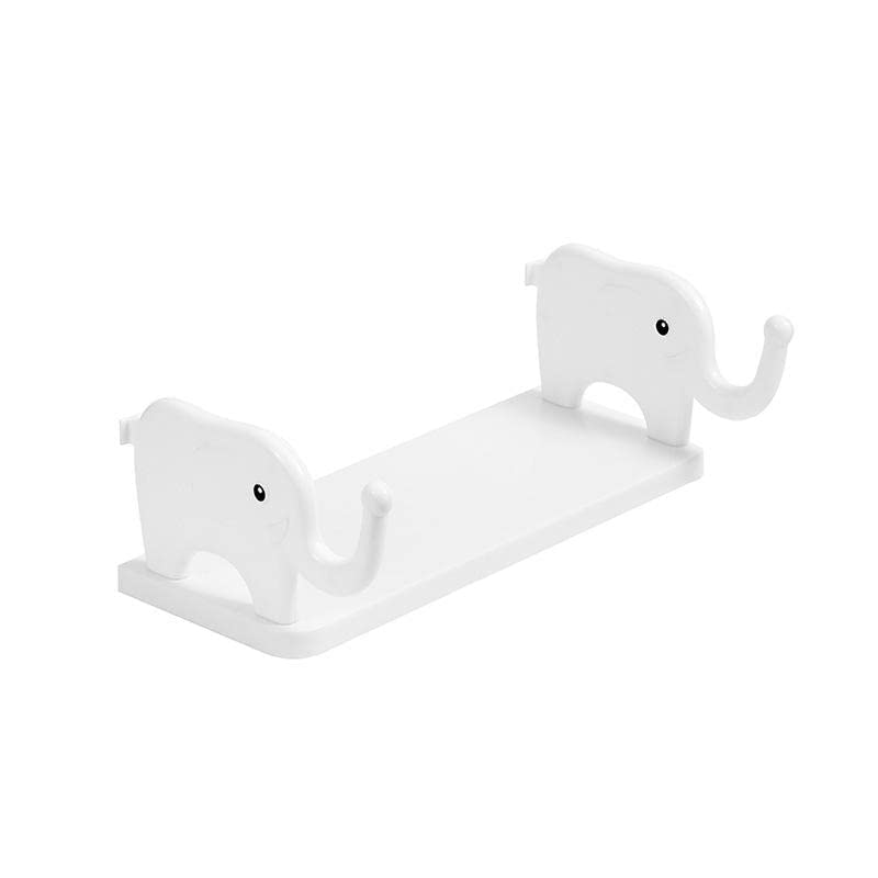 Styxon Self Adhesivecute Floating Shelves Wall Shelf for Kitchen Bathroom Entryway |Elephant Shape| 32.5 x 20 x 11.5 cm | Plastic | White - Image 1