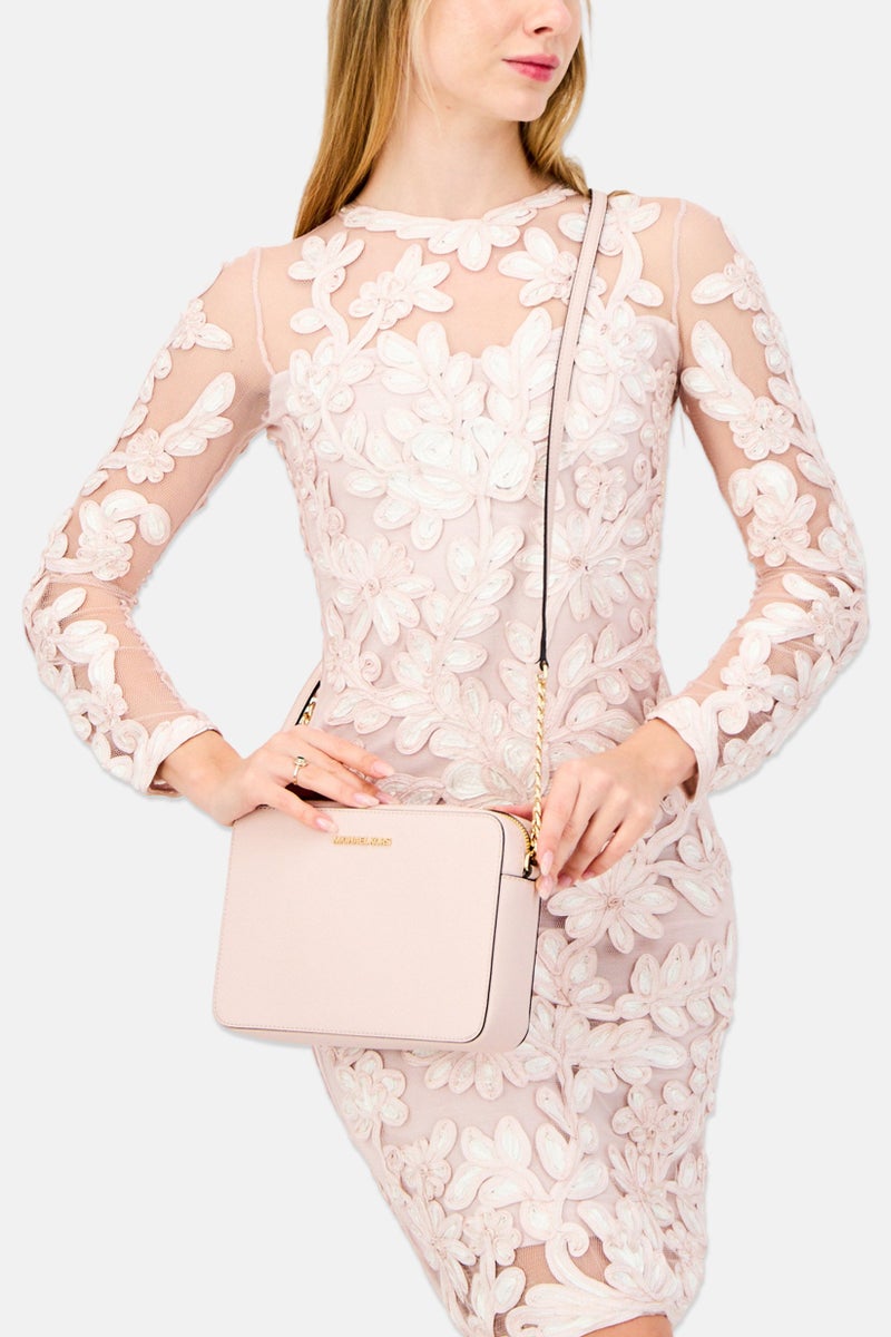 Women Brand Logo Crossbody Bag 16 H x 24 L x 5,5 W cm, Blush