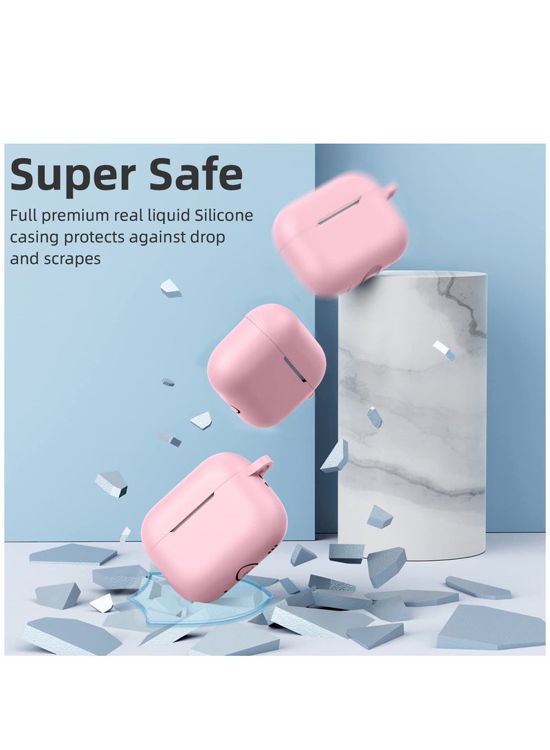 AirPods Pro 2 2nd Case Cover and AirPods Pro Case for Women and Men, Soft Silicone Protective Case for Airpods Pro 2nd Generation 2022 and AirPods Pro 1st 2019 with Keychain Front LED Visible Pink - Image 3