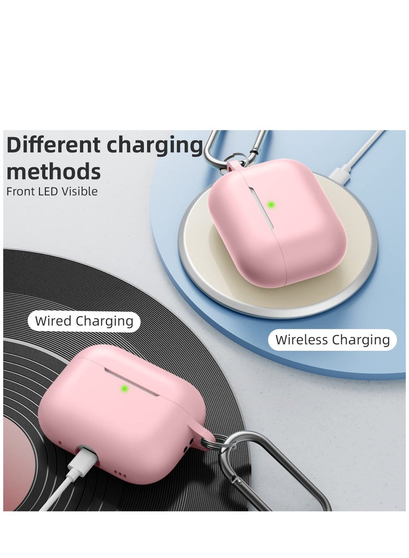 AirPods Pro 2 2nd Case Cover and AirPods Pro Case for Women and Men, Soft Silicone Protective Case for Airpods Pro 2nd Generation 2022 and AirPods Pro 1st 2019 with Keychain Front LED Visible Pink - Image 4