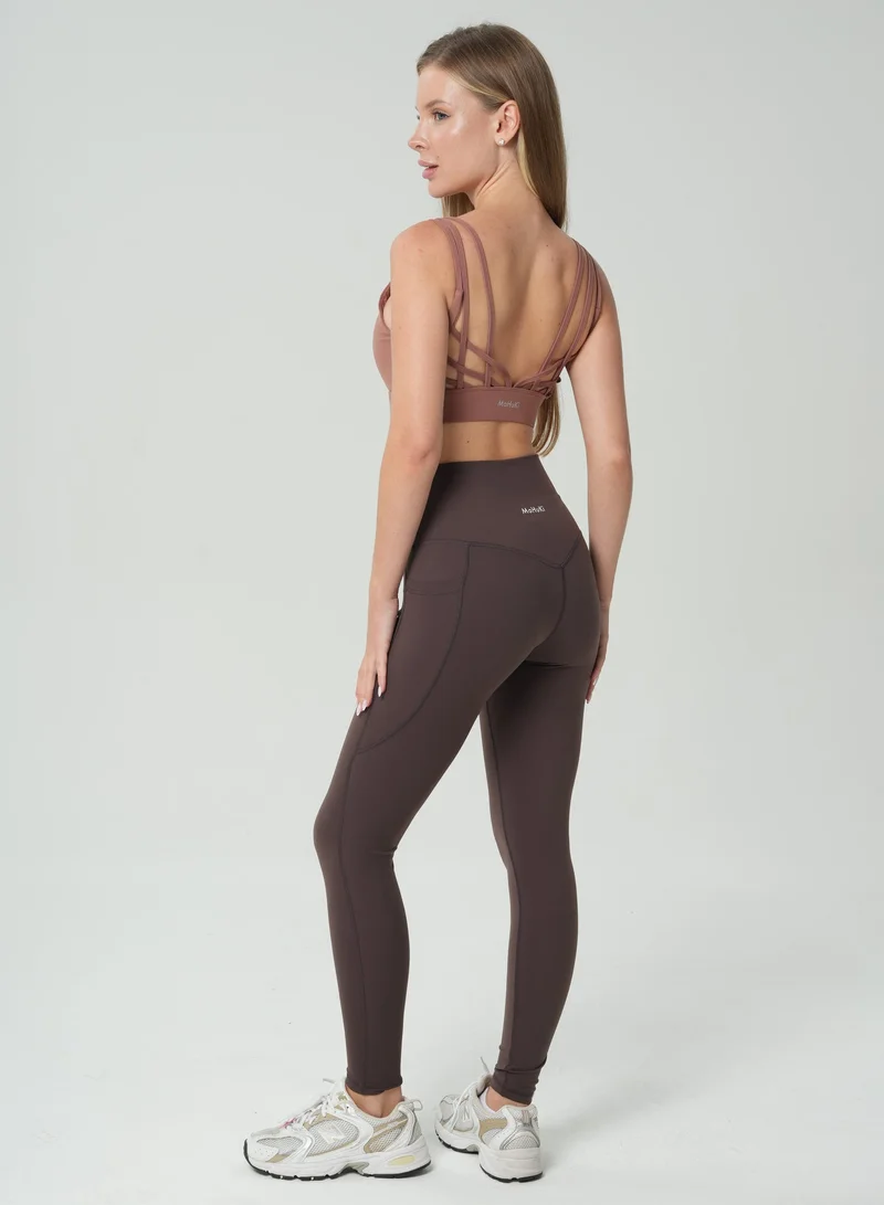 Mohuki Dark Chocolate Lily Side Pocket Leggings for Women | Best Price UAE