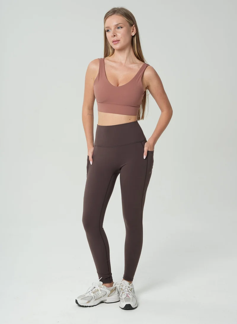 Mohuki Dark Chocolate Lily Side Pocket Leggings for Women | Best Price UAE
