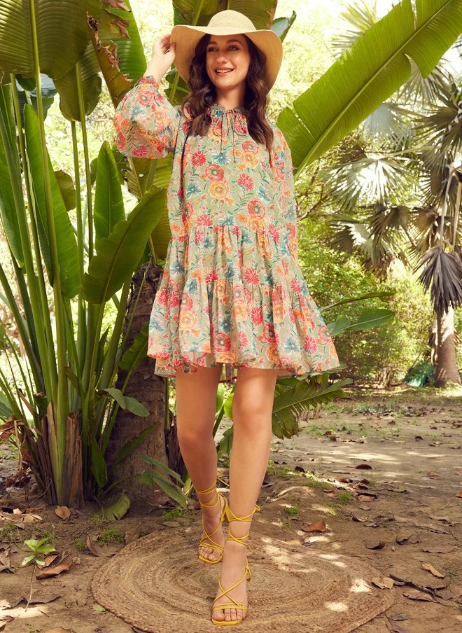 STREET 9 Floral Printed A-Line Dress for Women