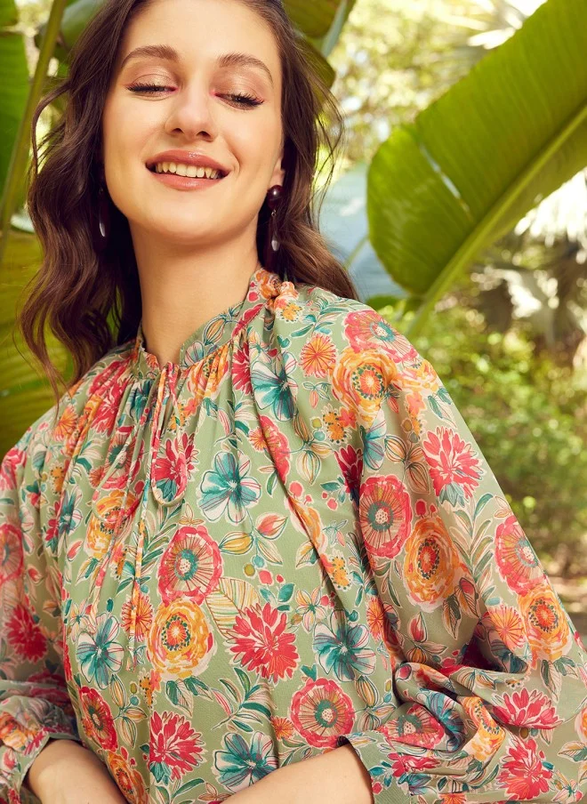STREET 9 Floral Printed A-Line Dress for Women