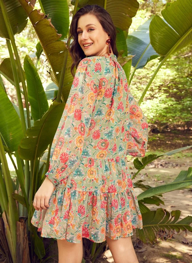 STREET 9 Floral Printed A-Line Dress for Women