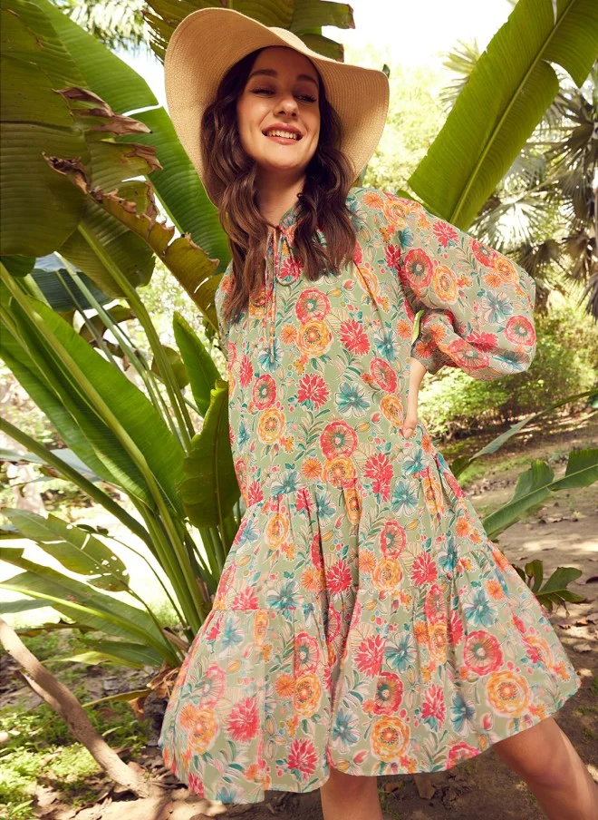 STREET 9 Floral Printed A-Line Dress for Women