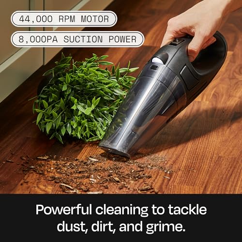 BUFF مكنسة BUFF المحمولة بدون سلك - مكنسة سيارة قابلة للشحن ومحمولة مع مصباح LED، أداة شق، فرشاة، وحقيبة تخزين للمنزل، المكتب، السيارة، والحيوانات الأليفة - سوداء - Image 2