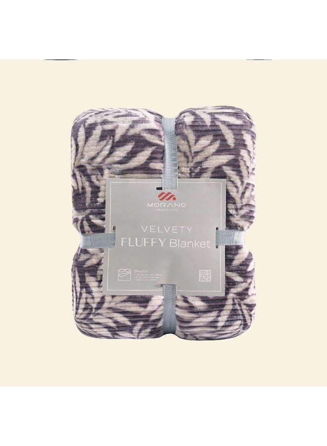 Morano Fluffy Blanket Printed Model 220X240Cm Ultra Soft Polyester Lightweight Cozy Warm Throw Textured Stripe Design Sofa Bed Cover Comfortable Fleece Winter Blanket, for Home and Bedding - Image 1