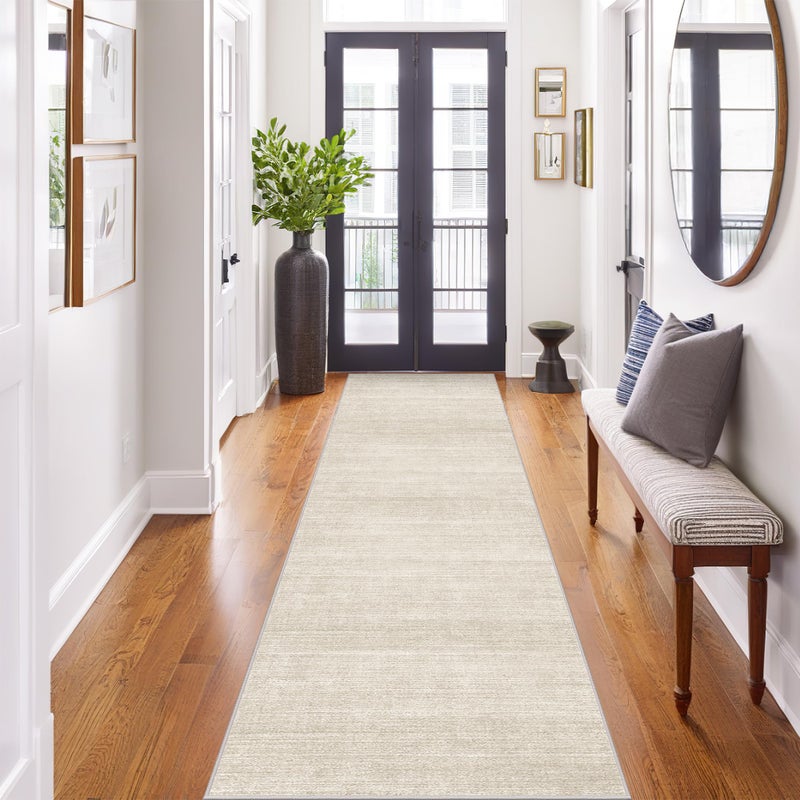 Art&Tuft Washable Runner Rug - 2x8 Hallway Runner Rug Non-Slip, Soft Low Pile Kitchen Rug Runners for Hallways, Entryway, Bedroom, Living Room, Beige - Image 1