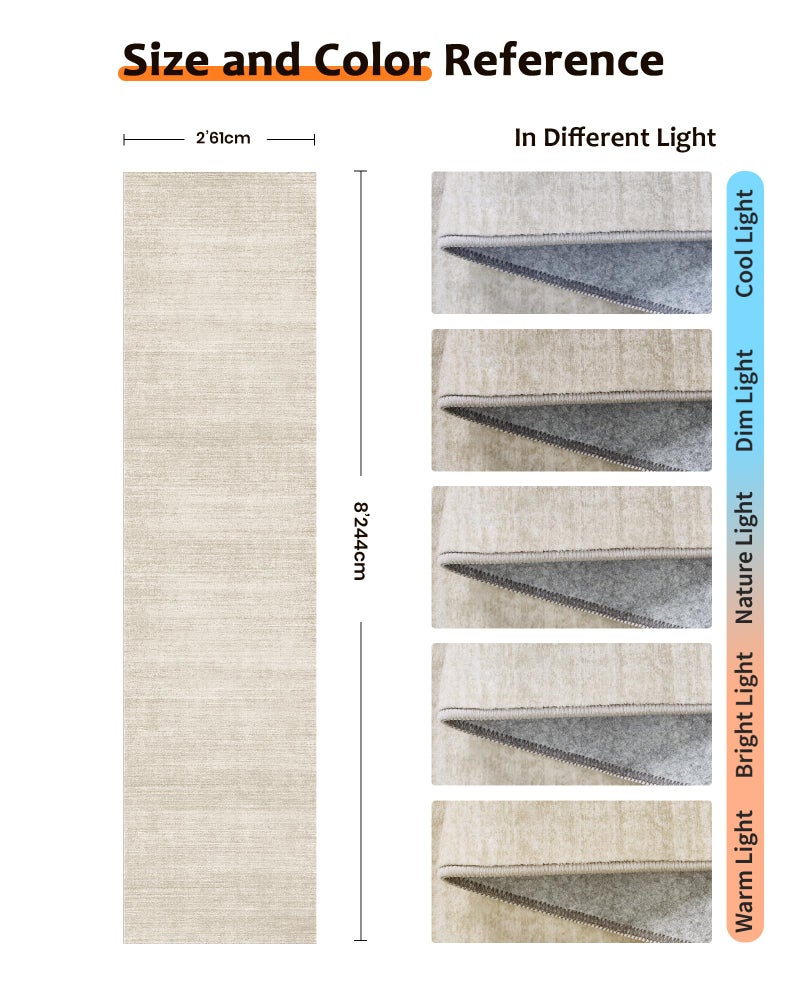 Art&Tuft Washable Runner Rug - 2x8 Hallway Runner Rug Non-Slip, Soft Low Pile Kitchen Rug Runners for Hallways, Entryway, Bedroom, Living Room, Beige - Image 2