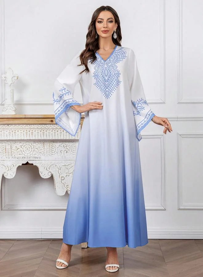 تايك تو جلابية مطبوعة بأكمام جرس وقصة واسعة