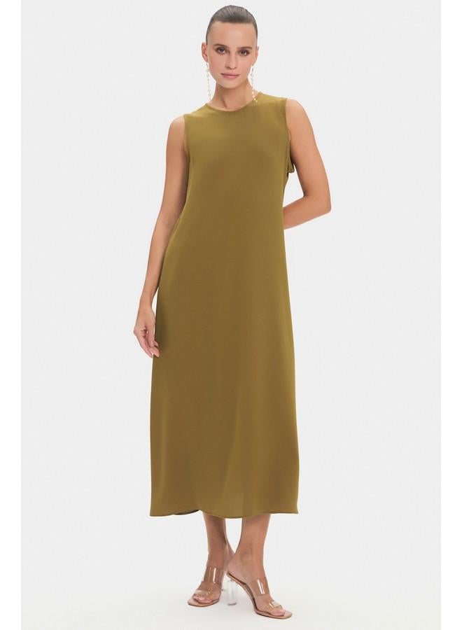 جون عباية نسائية مطرزة بحزام بلون أخضر زيتي - Image 5