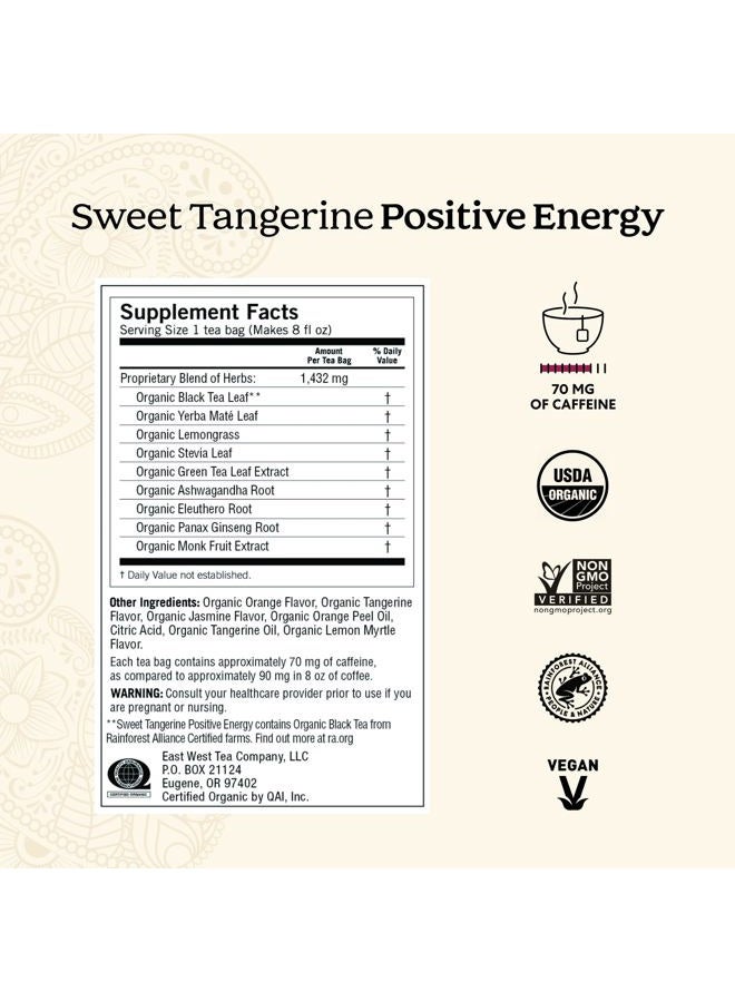 YOGI Sweet Tangerine Positive Energy Tea - 16 Tea Bags per Pack (6 Packs) - Organic Tangerine Energy Tea - Includes Black Tea Leaf, Yerba Mate Leaf, Ashwagandha Root & More - Image 3
