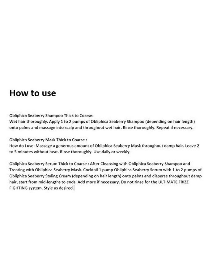 Obliphica Professional Obliphica Medium To Coarse Seaberry Mask, 1.05 Pound - Nourishing And Restorative Hair Treatment For Medium To Coarse Hair Types, Ensuring Lustrous Shine, Manageability, And Revitalization 