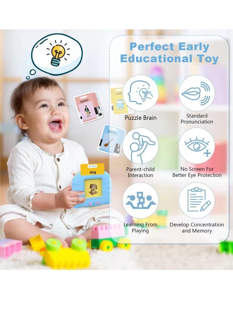 Flash Cards Learning Toys for 2-7 Years Old, Electronic 112 PCS Audible Flashcards Preschool Educational Talking Toys with 224 Sight Words,12 Theme/Animal，Food，Vehicle ... (Cute Blue) - Image 4