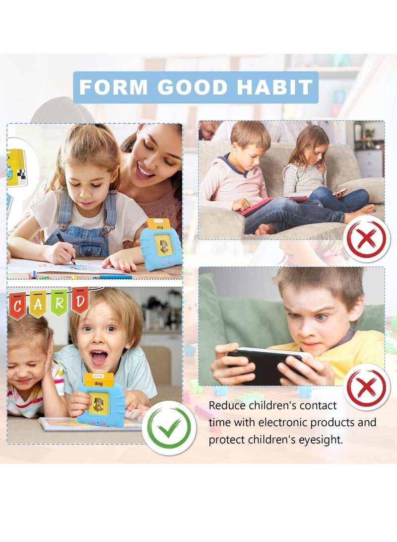 Flash Cards Learning Toys for 2-7 Years Old, Electronic 112 PCS Audible Flashcards Preschool Educational Talking Toys with 224 Sight Words,12 Theme/Animal，Food，Vehicle ... (Cute Blue) - Image 5