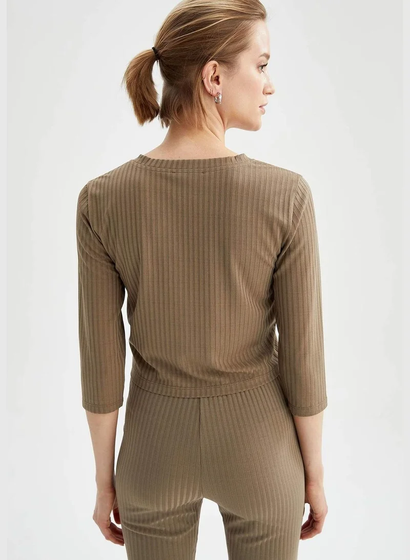 DeFacto Half Sleeve V-Neck Cardigan