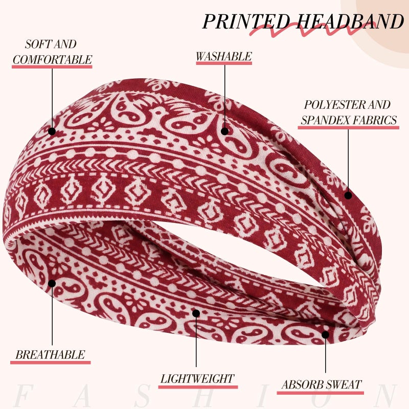 obeoby 8 Pack Headbands for Women, Boho Style Headbands for Mothers Day Gift Non Slip Fashion Wide Hairband for Gardening Ready - Image 3