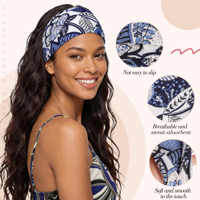 obeoby 8 Pack Headbands for Women, Boho Style Headbands for Mothers Day Gift Non Slip Fashion Wide Hairband for Gardening Ready - Image 4