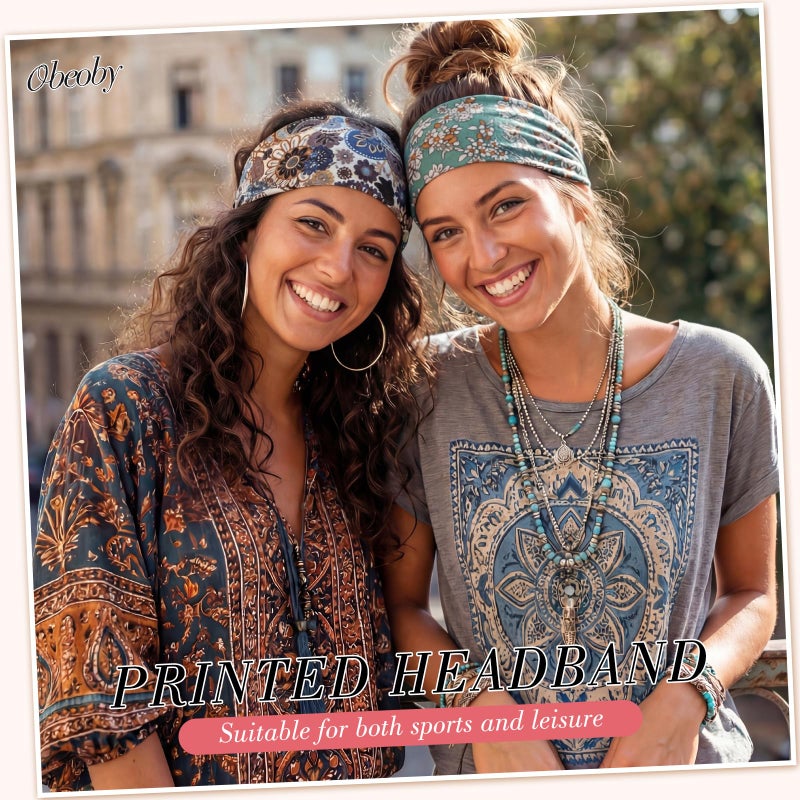 obeoby 8 Pack Headbands for Women, Boho Style Headbands for Mothers Day Gift Non Slip Fashion Wide Hairband for Gardening Ready - Image 5