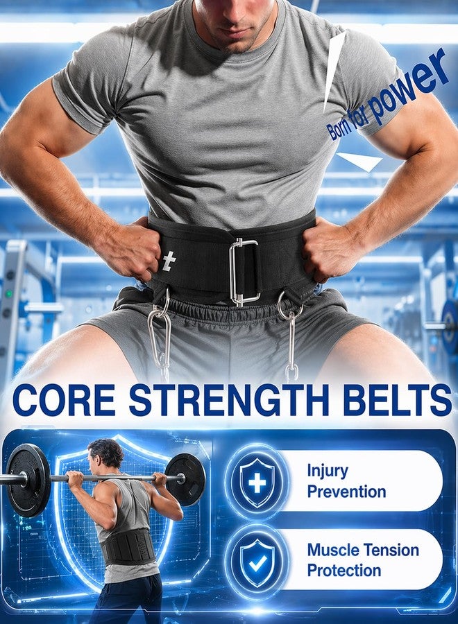 حزام رفع الأثقال SolidFit Fitness Dip مع سلسلة لرفع الأثقال، حزام ذاتي القفل لرفع الأثقال وتمارين القرفصاء للرجال، يدعم وزن 350 رطلاً، حزام رفع الأثقال، حزام تمارين رياضية، أوزان تمارين للنساء - Image 5