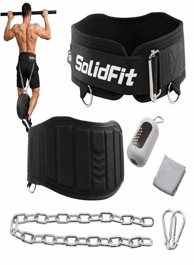 حزام رفع الأثقال SolidFit Fitness Dip مع سلسلة لرفع الأثقال، حزام ذاتي القفل لرفع الأثقال وتمارين القرفصاء للرجال، يدعم وزن 350 رطلاً، حزام رفع الأثقال، حزام تمارين رياضية، أوزان تمارين للنساء - Image 1