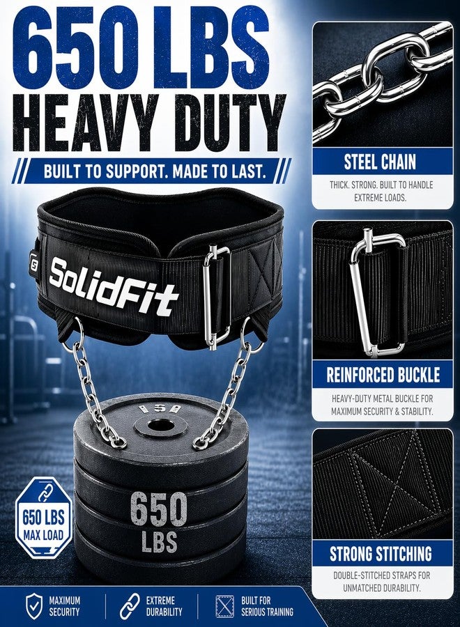 حزام رفع الأثقال SolidFit Fitness Dip مع سلسلة لرفع الأثقال، حزام ذاتي القفل لرفع الأثقال وتمارين القرفصاء للرجال، يدعم وزن 350 رطلاً، حزام رفع الأثقال، حزام تمارين رياضية، أوزان تمارين للنساء - Image 3