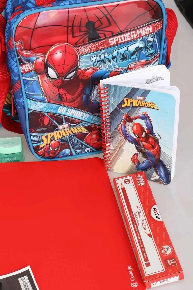 SPIDERMAN Licensed Primary School, Nutrition and Pencil Bag 3 and Stationery Set with 500 ml Tritan Water Bottle