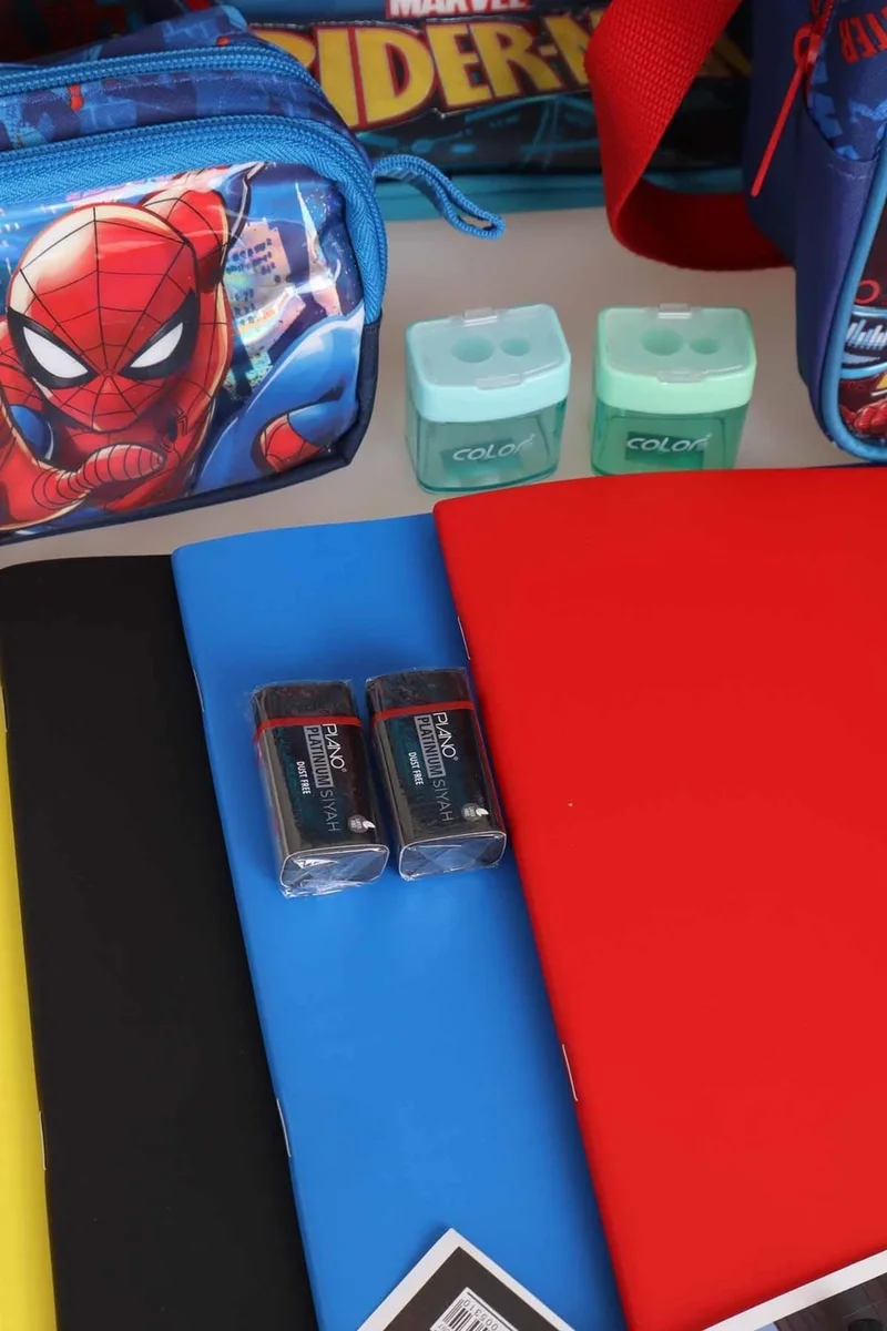 SPIDERMAN Licensed Primary School, Nutrition and Pencil Bag 3 and Stationery Set with 500 ml Tritan Water Bottle