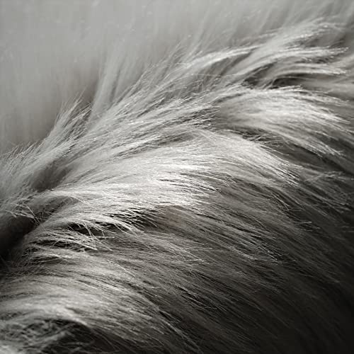 SERISSA Soft Fluffy Rug Grey Faux Sheepskin Fur Rug Shaggy Area Rug for Bedroom Floor Living Room 3x5 Feet - Image 5