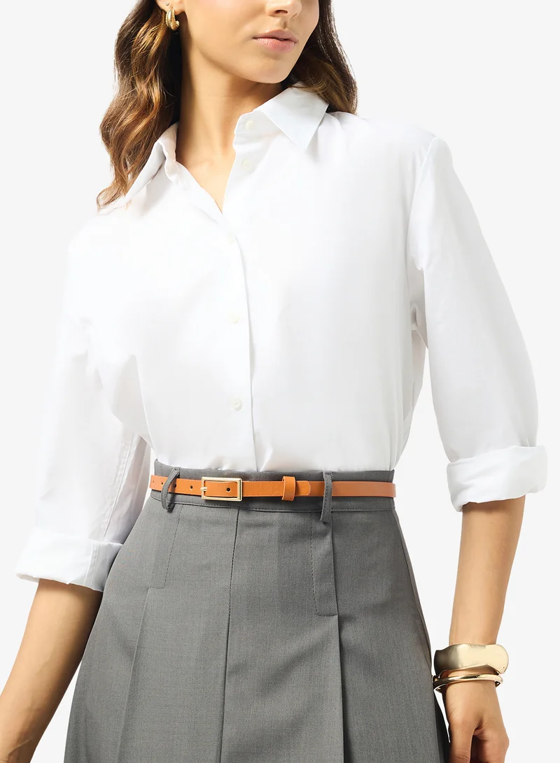 Ella Brown Gold Accent Classic Waist Belt for Women | Best Price UAE
