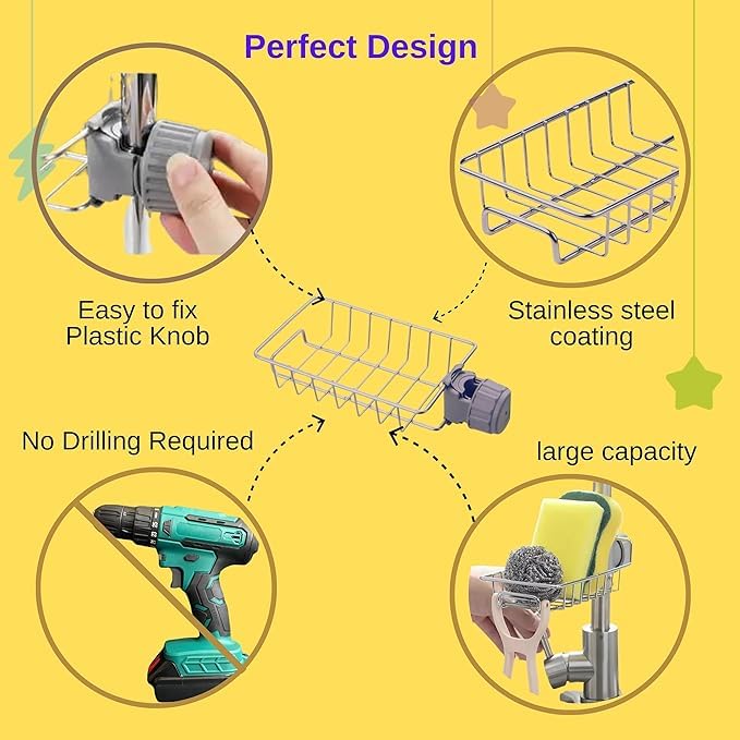 Riviox Stylish Kitchen Sink Organizer - Functional Soap Holder and Faucet Organizer for a Clean, Clutter-Free Kitchen Sink Area - Image 5