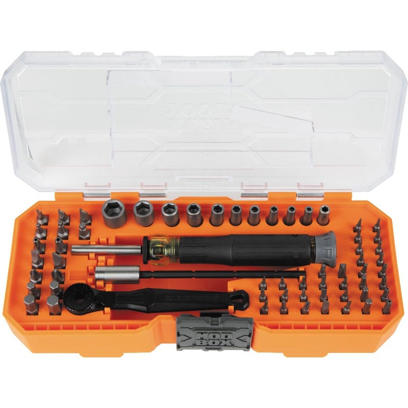 Klein Tools 32787 64-Piece Micro-Ratchet Bit Precision Driver Set with Modular Case, Magnetic, Precision, Standard Bits and Nut Drivers - Image 1