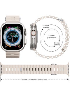 Color Fans Soft Silicone Ocean Sports Strap Compatible Apple Watch 41mm 40mm 38mm for Men Women, Adjustible Watch Band for Apple Watch SE/Series 9/8/7/6/5/4/3/2/1 - Starlight  - Image 5