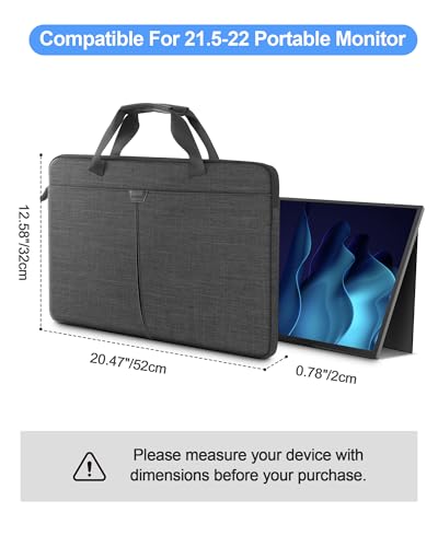 Losong 21.5 Inch Portable Monitor Case, 21.5-22 inch Laptop Protective Carrying Cover with PU Handle, Large Accessory Pocket and Water Resistant for Travel Monitor Bag Display Screen Sleeve, Gray - Image 4