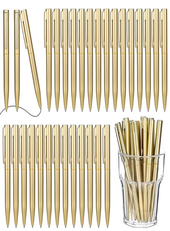 Kifmurase 100Pcs Gold Slim Ballpoint Pens, 4 Inch Retractable Tiny Black Ink Ballpoint with 1 mm Medium Point, Bulk Metal Pen, Wedding Gold Pens for Wedding Favors, Guests, Office, Business, Teachers - Image 1