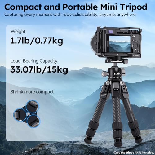 SIRUI AM223SG0 Carbon Fiber Desktop Tripod UltraLight 17lbs Max Height 167 360 Panoramic Ball Head HeavyDuty Support to 3307lb for DSLR Mirrorless Cameras - Image 3